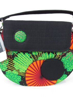 D'Erayo Crossbody Bag Floral African Pattern Top Flap Made in Nigeria NWT